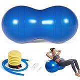 Peanut Ball for Kids Therapy,Anti-burst Exercise Ball With Pump 90x45cm Yoga Ball Gym Quality Fitness Ball for Pregnancy Birth Exercise Physical Therapy, for Child Training, Women, Men (Blue)