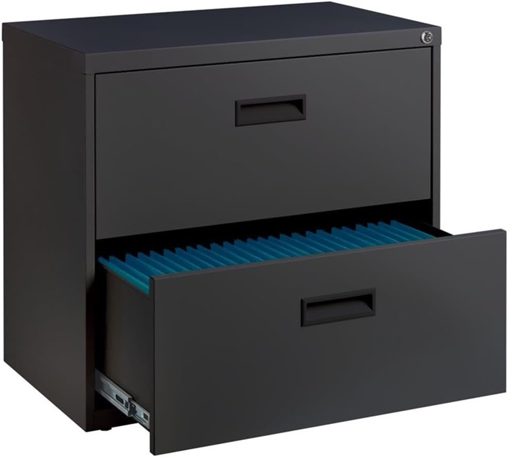 Space Solutions Hirsh 30" Wide 2 Drawer Lateral File Cabinet in Charcoal, Fully Assembled