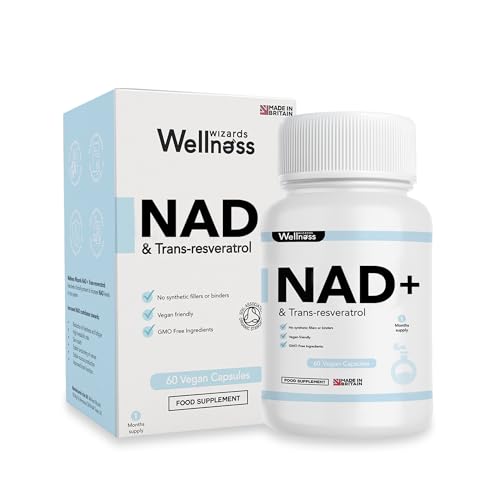 NAD+ Trans-Resveratrol 1000mg | 60 Capsules | Boost NAD+ Levels | High Absorption Formula | Supports Immune Health Anti-Aging & Cognitive Function | GMO/Gluten Free | Made in UK