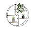 UKIYO Scaffale da parete rotondo in legno e metallo nero con 4 ripiani, 55 x 11 cm, per soggiorno, bagno