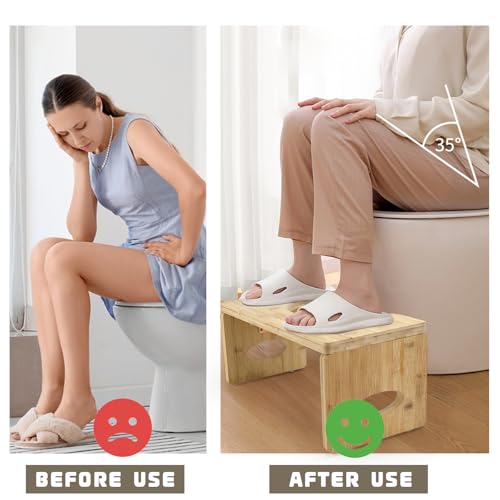 Toilettenhocker Wc Hocker aus Bambus Holz, Klappbarer Klohocker Ergonomischer Toilettenhocker für Erwachsene, Lindert Verstopfung und Hämorrhoiden, für Schwangere und ältere Menschen