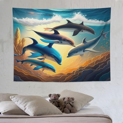 Tapisserie dauphin 150x200cm PAZZK pour decoration murale de salon