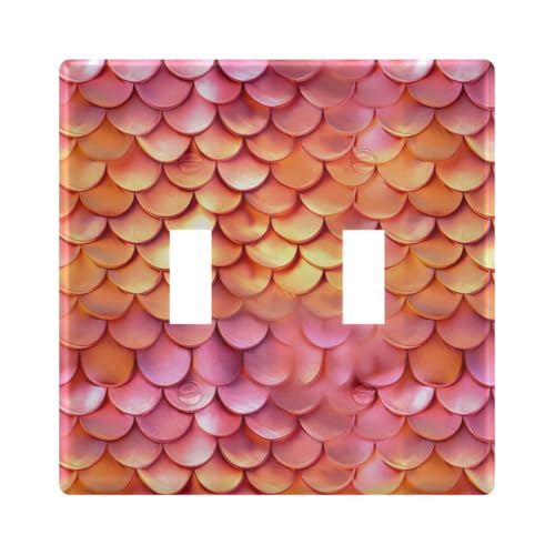 UMIRIKO Orange Mermaid Scale Light Switch Cover Plate Covers Decorative Double Toggle Home Decor 202a8629