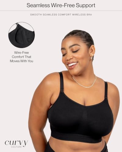 Image of Curvy Couture Women's Plus Size Wireless Bra - Seamless, Soft & Comfortable Fit