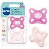 MAM Comfort Baby Pacifiers 0-3 Months Newborns, Lightweight One-Piece Full Silicone Binky, BPA-Free Nipple, Easy to Clean Pacifier, Best for Breastfed Babies, 2 Count, Sterilizer Case, Made in Europe