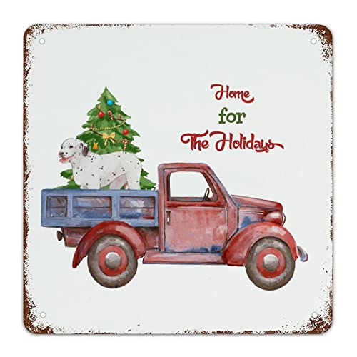 Décoration murale rustique Noël Rottweiler rouge plaque aluminium bar