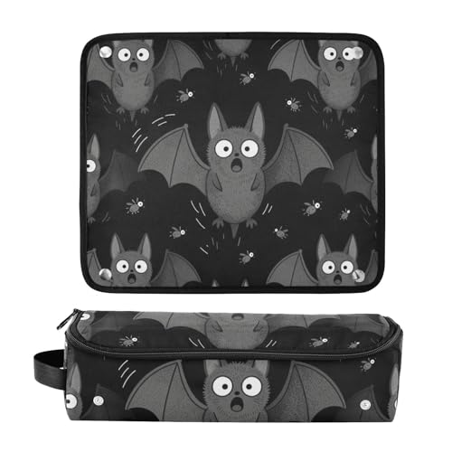 Bolsa de viaje para herramientas de cabello con tapete para plancha, organizador portátil para planchas, rizadores y planchas de cabello, diseño de murciélago espantado miniatura 3