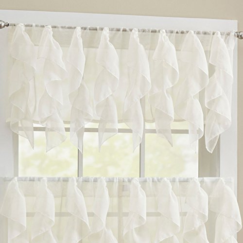 Image of Sweet Home Collection Kitchen Window Tier, Swag, or Valance Curtain Treatment in Stylish and Unique Patterns and Designs for All Home Decor, Sheer Ivory