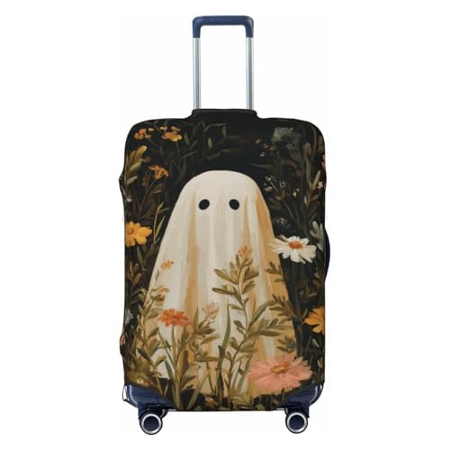 Cute Ghost Wildflowers Vintage Aesthetic Elastic Travel Luggage Covers Dustproof Scratch-Resistant Suitcase Protector Fit 22-24 Inch