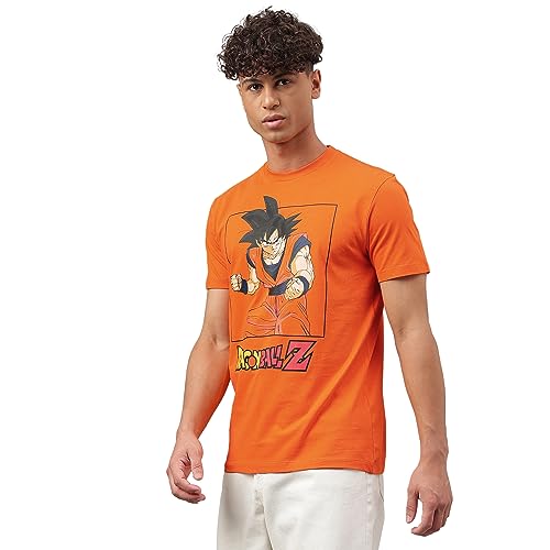 Image of Free Authority Official Dragon Ball Z: Son Goku Anime Graphic Print Pure Cotton Regular Fit Tshirt for Men