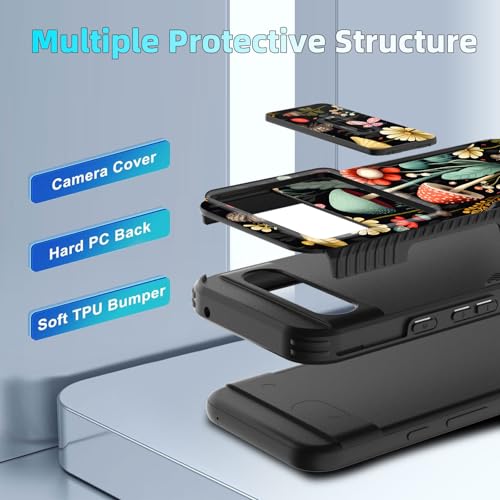 wiaekosef for Pixel 9/9 Pro Case Built in Slide Camera Lens Cover,Heavy Duty Shockproof Protection Dual Layer Case for Goolge Pixel 9/ Pixel 9 Pro 6.3 inch 2024,Mushroom Forest - image 4