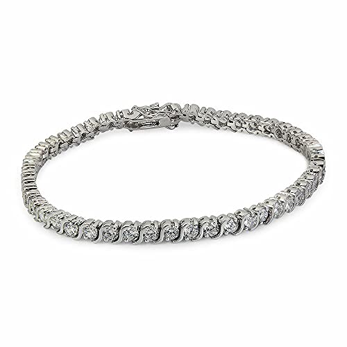 Round Diamond S Link Tennis Bracelet 1.00Ct Tdw 14K White Gold Over #TOP24