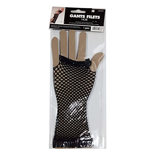 Amscan Black Long Fishnet Fingerless Gloves2