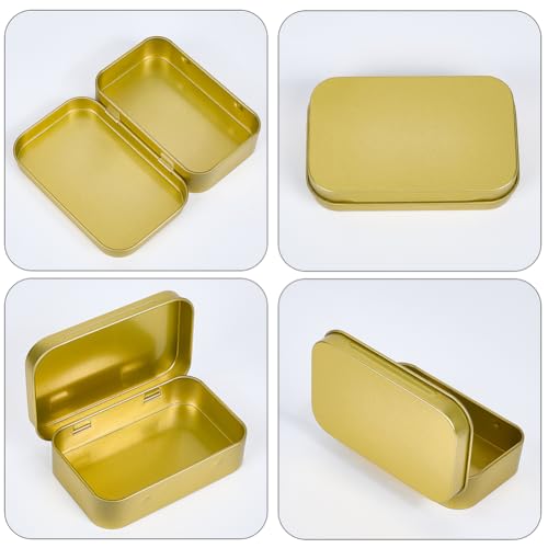 Image of 4 Colors 3.86 inchx2.5 inch 4Pcs Tin Boxes Empty Hinged Tins Colorful Mini Cute Rectangular Small Portable Jewelry Metal Container with Lid Iron Storage Box Bulk for Home Outdoors Organizer Kit