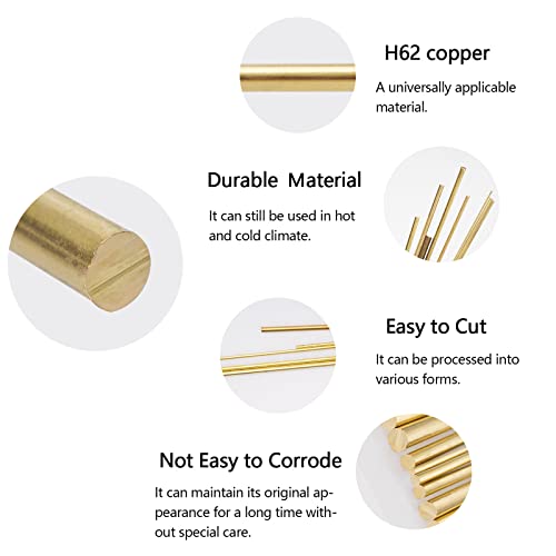 Tynulox 3A-02616-BRASSSRODTH 10 Pcs 2.2 Mm Dia Brass Rod 8 Inch Length Solid H62 Brass Round Bar For Models thumb #2