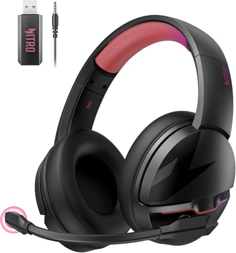 acer Wireless Gaming Headset, PS5 Headset with 2.4GHz for Ps5, Ps4, PC, Switch, Bluetooth 5.3 + 100Hrs Gaming Headphones with Noise Canceling Mic for Laptop, Mobile, Mac, 50mm Drivers (Blackpink)