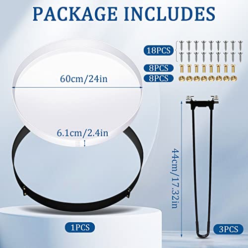 Lallisa 24 Inch Extra Large Resin Table Molds Round Epoxy Resin Molds Set with Metal Frame 3 Hairpin Legs for Table Epoxy Resin Table Mold Epoxy Table Mold for Charcuterie Board River Table DIY Art - Image 3