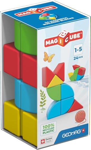 Image of Geomag Magicube Magnetic Blocks for Toddlers Ages 1-5 | Swiss-Made STEM Building Toy Sets | Multiple (MAGICUBE 24PCS Assorted)