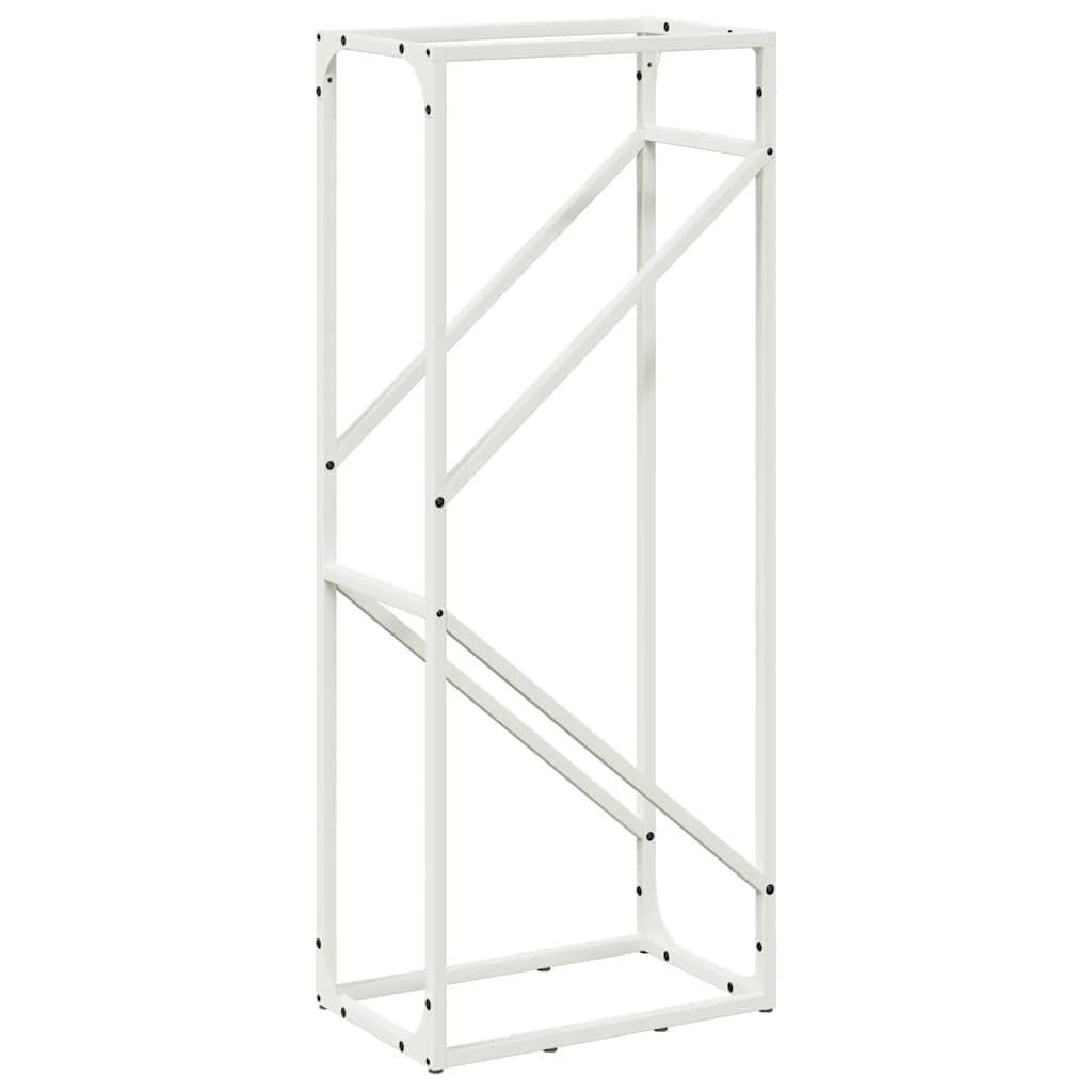 Estantería para leña blanca de acero laminado en frío, 40 x 25 x 100 cm, soporte para leña para interior y exterior, con gran capacidad de carga y diseño práctico para salón o terraza