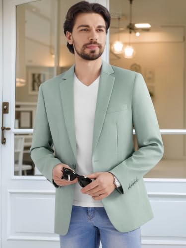 Image of MAGE MALE Men's One Button Suit Jacket Elegant Solid Color Blazers Slim Fit Lightweight Sport Coats Blazer