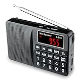 Portable AM FM SW Digital Pocket Radio & MP3 Music Player, Rechargeable Battery Powered Speaker with Keypad Tuning, Support USB Drive/TF Card, Earphone Jack, Great Reception for Seniors, Walking