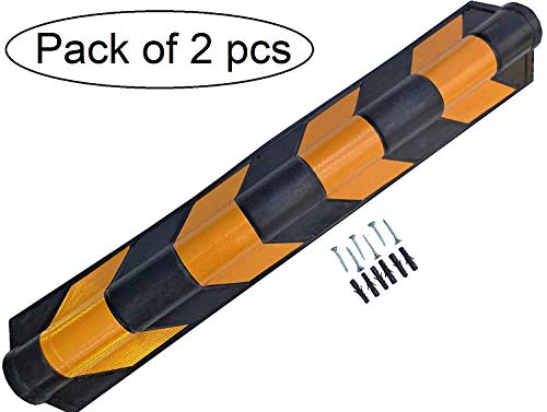 SNS SAFETY LTD RCG-128 Protectores de Esquina de Goma, Espesor 20 mm, para Garajes y Almacenes, Negro y Amarillo, 80x10x10 cm (Paquete de 2)