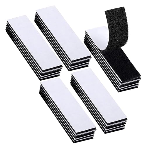 25pcs Hook Loop Strip Tape,Heavy Duty Hook Loop Tape Strips,3 * 10cm Double-Side Reclosable Hook Loop Strips Tape,Self Adhesive Sticky Back Double Sided Tape for Indoor and Outdoor(Balck)