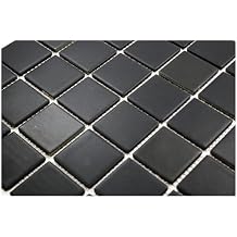 Tenedos Matte Finish Square 2x2 Porcelain Mosaic Wall Floor Tile on Mesh Mount for Kitchen Backsplashes, Bathroom Shower Floor, Spa, Pool Box of 10 Pieces Black