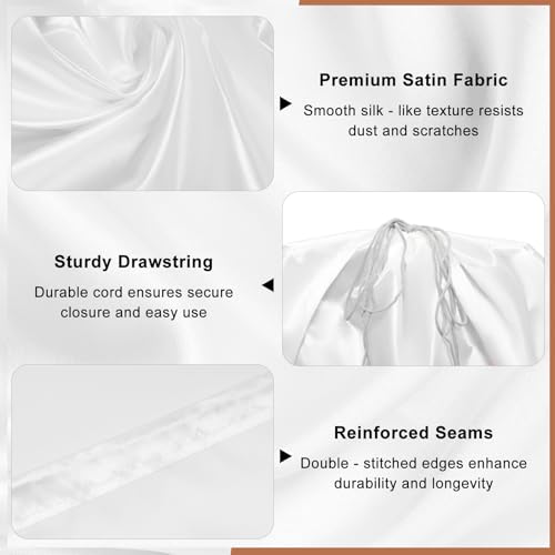 Avxzbef 8 Pcs Dust Bags Satin Drawstring Dust Bag for Handbag Dance Shoes Storage for Eye Shield Wig Packaging4