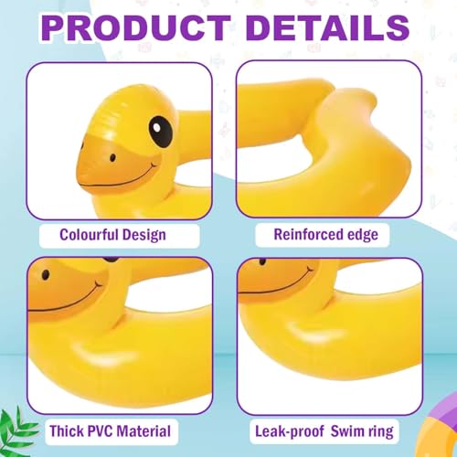 Image of Glan Swimming Ring Adult /Kids Inflatable Pool Float Tube Circle Water Toys Air Mattress Pool Swim Tube (Multi Color) (Animal Swimming Ring 1)