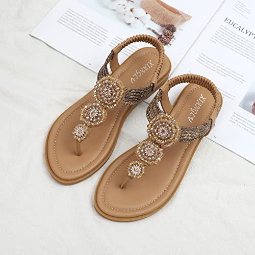 Womens Summer Casual Thong Flip Flops Comfy Flat Walking Sandals with Ankle Strap2