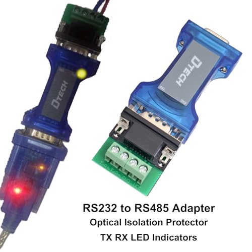 DTech Industrial Grade RS232 to RS485 Converter Adapter Optical Isolation Protector with TX RX LED Lights for Long Haul Serial Communication - Thumbnail 2