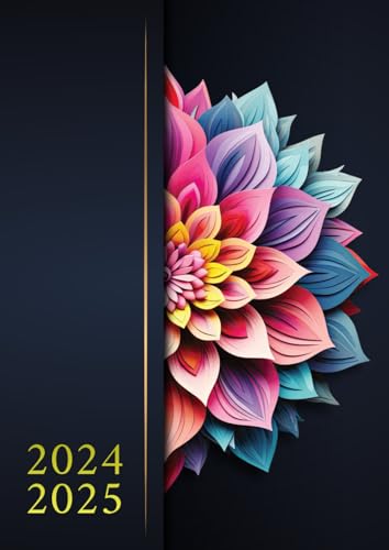 Agenda 2024 2025 Semainier Professionnel: Planificateur hebdomadaire avec heures de juin 2024 à juillet 2025 (14 mois) - 1 semaine sur 2 pages - Couverture souple - Grand format A4 - Mandala Coloré