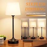 Rechargeable Cordless Table Lamp: 3000k Stepless Dimming, 1 Pack Black 4000mAh Battery Operated Wireless Touch Lamp for Dining Table, Counter, Living Room, Bedroom