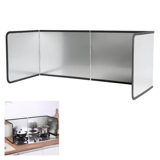Fousenuk Pannello Paraschizzi Cucina Padella, 4 Lati Antiaderente Paraschizzi Parete Cucina Pieghevole, Contro Gli Schizzi di Protezione per Schizzi di Olio, per Cucine a Gas e Padella (76x29x30cm)