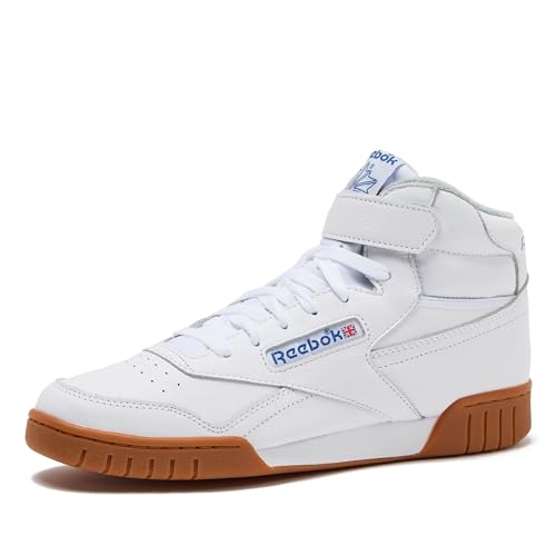 Reebok EX-O-FIT HI High Top Basketball Shoes for Men, Retro Men's Sneakers, Footwear White/Blue/Gum, 11
