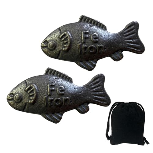 RUILILANG 2 Pcs Iron Fish for Cooking Cast Iron Fish Figurine Reduce The Risk of Deficiency Suitable Home and Kitchen Decoration Safely Gift Loved Ones