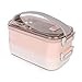 Lunchbox-Kinder Brotdose mit Fächern Edelstahl Erwachsene Bento Box mit Doppelschichtige für Schule Arbeit Picknick Ausflüge (Rosa)
