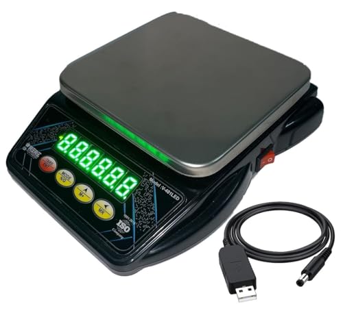 Image of 10Kg Counter Weight Machine Digital Food Scale With Stainless Steel Top, Rechargeable Betteries & USB Cable Included Perfect for Home Kitchen & Shops (Black)