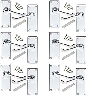 Golden Grace 6 Pairs of Polished Chrome Victorian Scroll Lever Latch Door Handles for Internal Interior Doors 120mm x 42mm Premium Quality