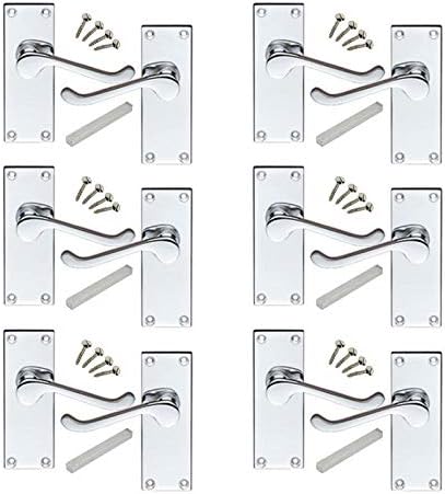 Golden Grace 6 Pairs of Polished Chrome Victorian Scroll Lever Latch Door Handles for Internal Interior Doors 120mm x 42mm Premium Quality