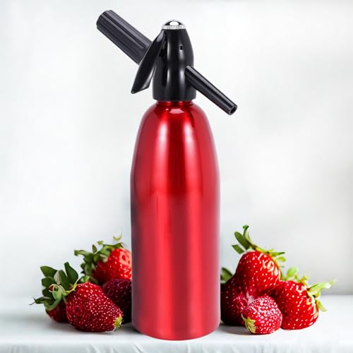 HYEIOL Machine à eau pétillante de 1 litre, siphon à soda gazéifié pour la maison et le club, design en alliage d'aluminium (rouge) HYEIOL Machine à eau pétillante de 1 litre, siphon à soda gazéifié pour la maison et le club, design en alliage d'aluminium (rouge)