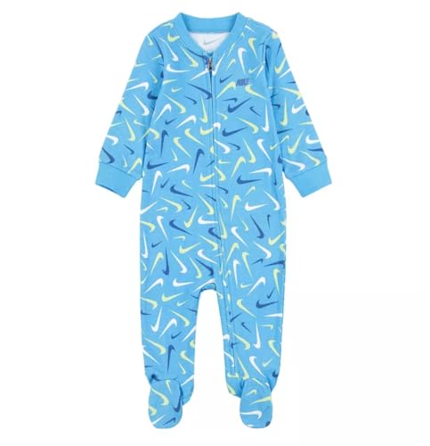 Image of Nike Baby Boy Full Zip Sleep And Play Footed Coverall (Blue, Newborn)