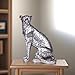 Hebdids Cheetah Statue Home Decor Leopard Sculpture Resin Sitting Cheetah Figurine Desktop Table Top Ornament Decoration for Home Office Silver