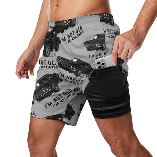 I'm Not Old I'm Classic Beach Shorts for Men Swim Trunks Quick Dry Swim Shorts with Compression Liner Pocket2