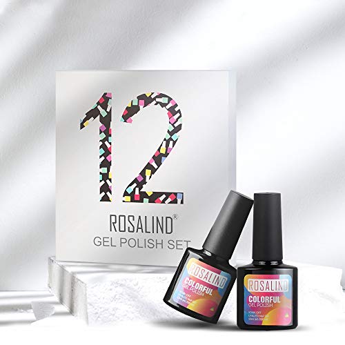 ROSALIND Nagellack Gel Gellack UV 12 Farben Semi-permanent Soak Off Varnish Pastell Lack Hellgrau Dunkelgrau Dunkler Akt… – Bild 7