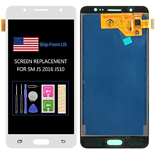 Screen Replacement for Samsung Galaxy J5 2016 J510 J510F J510FN LCD Display Touch Panel Digitizer Full Glass Assembly Adjustable Brightness (NOT AMOLED)