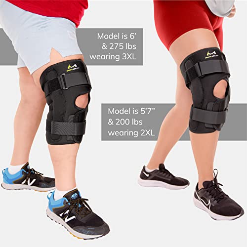 BraceAbility Obesity Hinged Knee Brace - XXXL Overweight to Plus Size Wrap Support for Womens and Mens Arthritis Treatment, Bariatric Joint Pain Relief, Kneecap Instability, Ligament Weakness (3XL) - Thumbnail 5