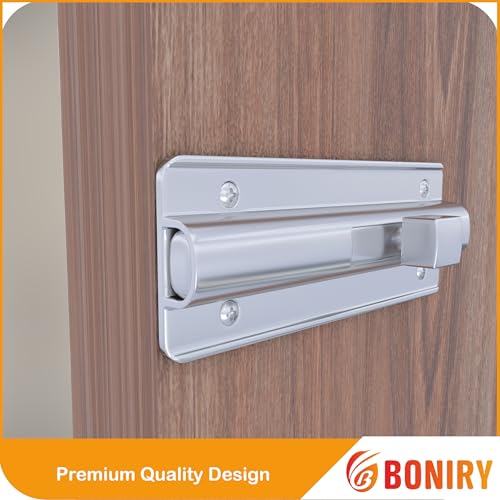 Image of Boniry Premium Heavy Duty Door Latch | Door Stopper Lock | Main Door High Security and Home and Office Doors for Wooden and PVC Door Latch (1, Silver)