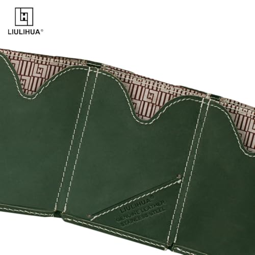 Image of LLH Leather Trifold Wallet - RFID Blocking with Stainless Steel Locking Clip Wallet, Minimalist Front Pocket RFID Blocking Credit Card Holder (Black-E)